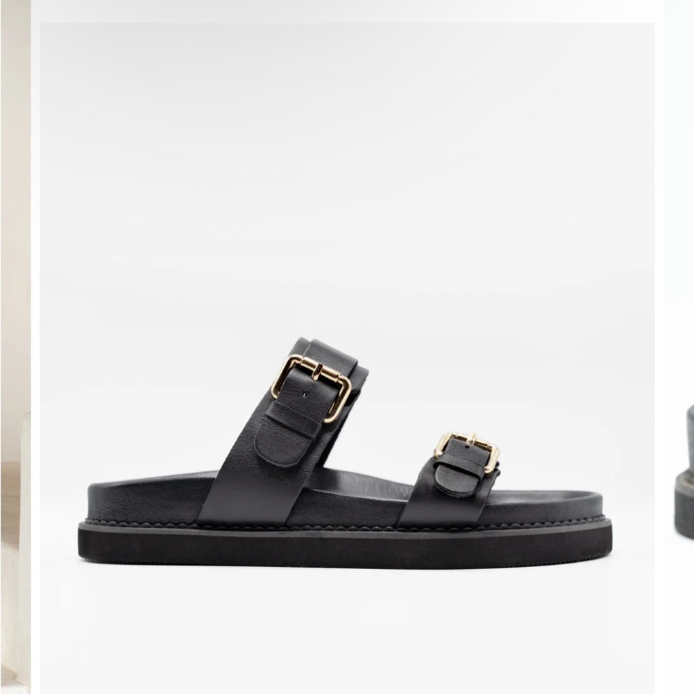 New Liberte Leather The Amalfi Sandal Black Double Strap Sandals-Various Sizes — image 4 of 8